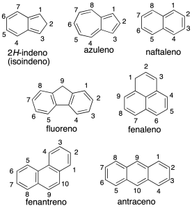 sistemas con ciclos condensados isoindeno azuleno naftaleno fluoreno fenaleno fenantreno antraceno nomenclatura formulacion de compuestos aromaticos