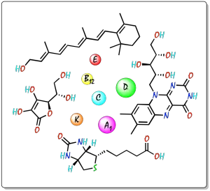 vitamero vitamina A retinol carotenoide D ergocalciferol colecalciferol E tocoferol K fitoquinona menaquinona B1 tiamina B2 riboflavina B3 niacina B5 acido pantotenico B6 piridoxina piridoxamina piridoxal B8 biotina B9 acido folico B12 hidroxicobalamina C acido ascorbico