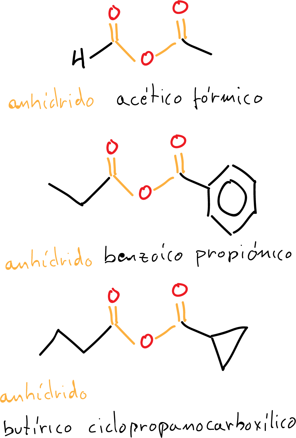 nomenclatura IUPAC anhidridos de acido asimétricos