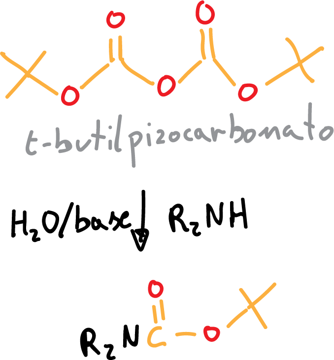 ejemplo grupo protector carbamato t-butilpirocarbonato