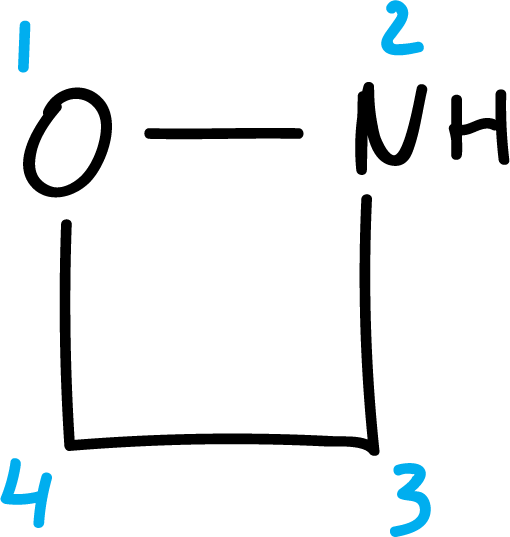 nomenclatura Hantzsch-Widman numeracion ejemplo heterociclo