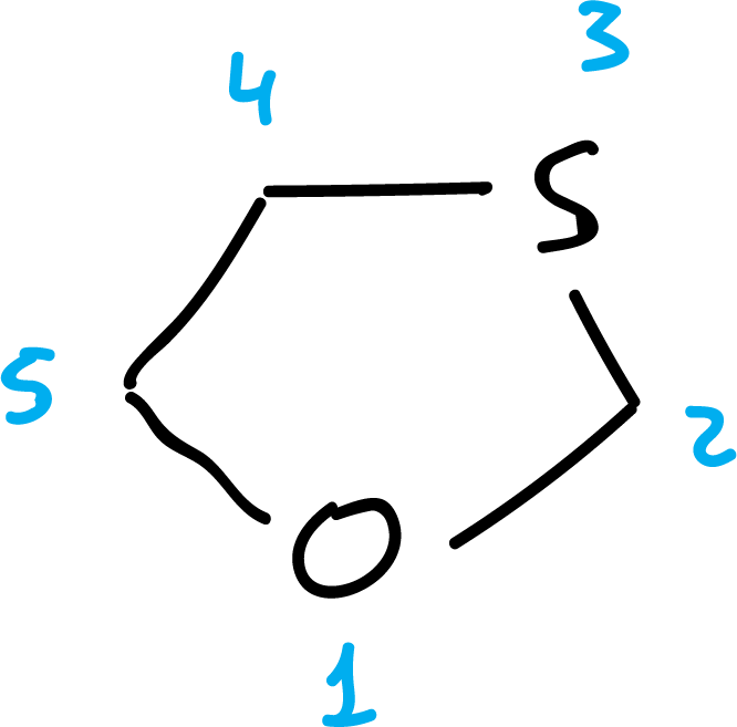 nomenclatura Hantzsch-Widman numeracion ejemplo heterociclo