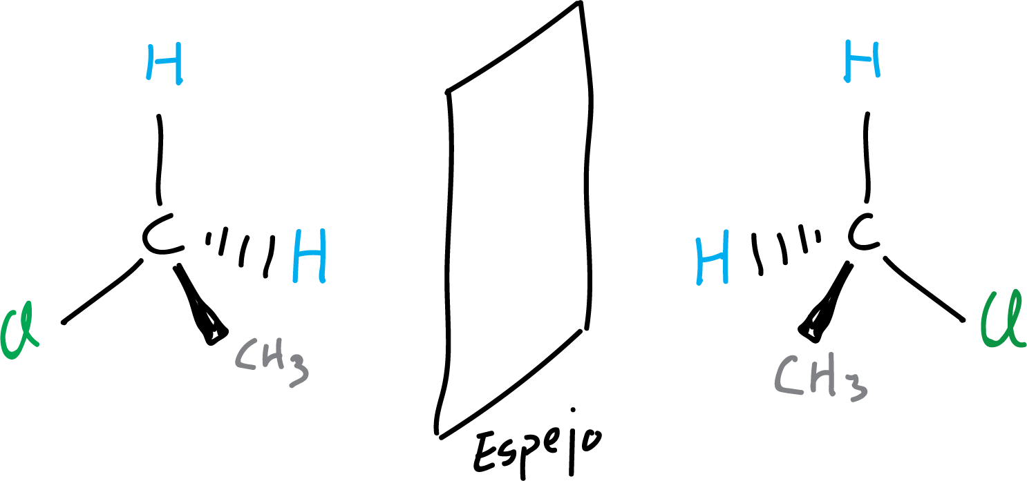 1-cloroetano molecula aquiral