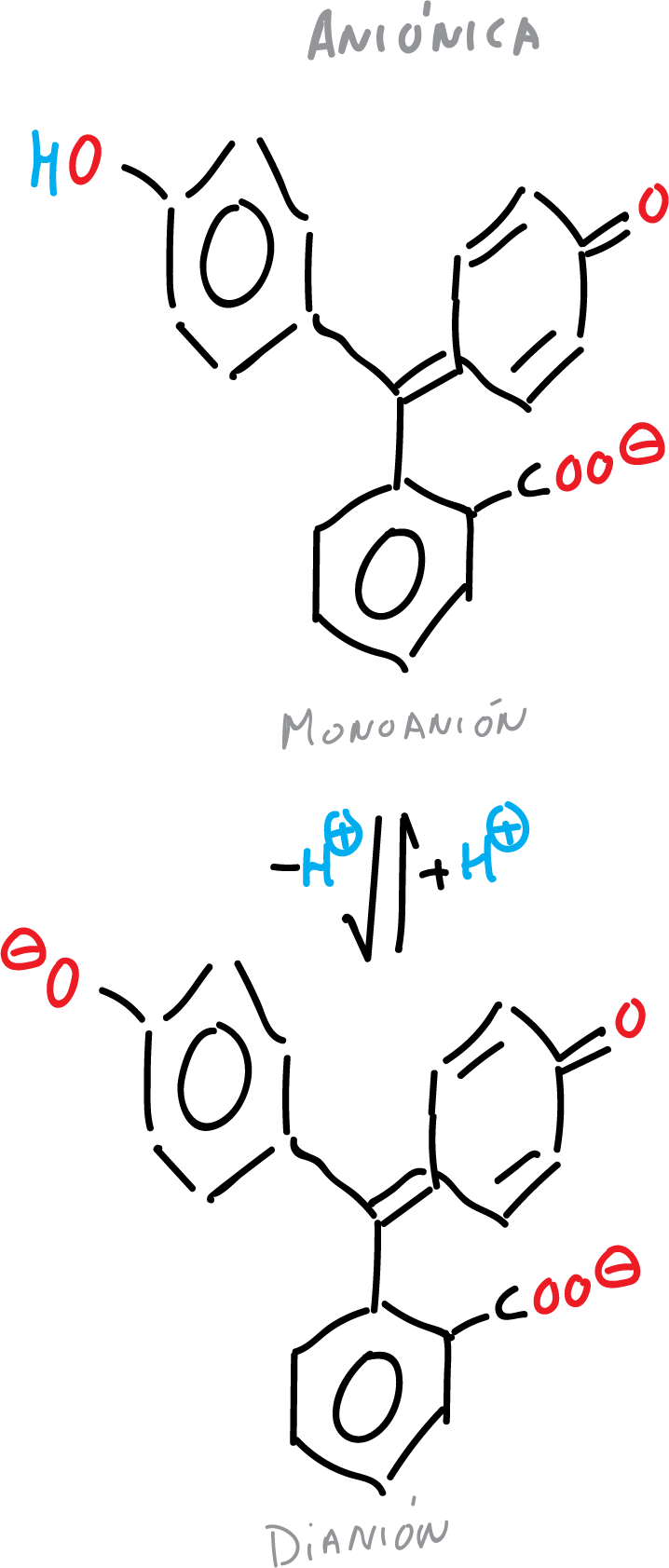 fenolftaleina anionica monoanion dianion