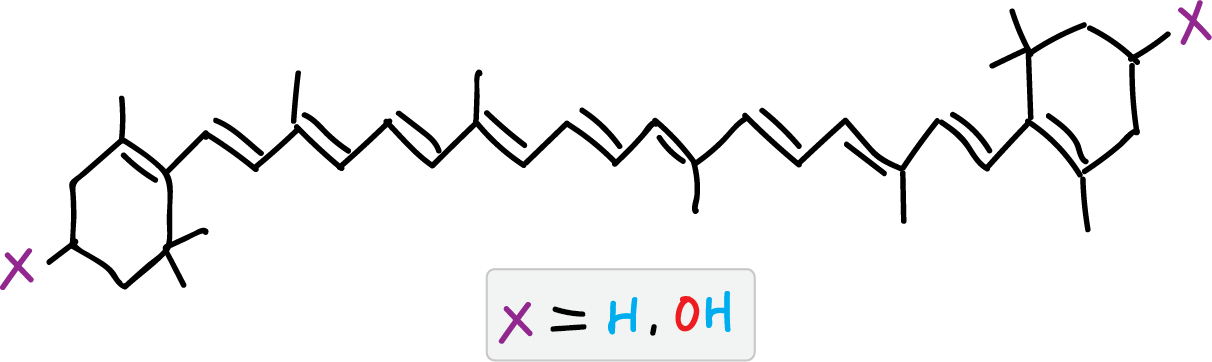 Estructura β-caroteno xantofila