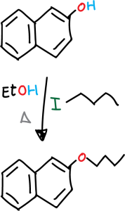 preparacion 2-butoxinaftaleno sintesis williamson eter CDMIQAIIIBPTRK-UHFFFAOYSA-N