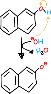 Deprotonation β-naphthol basic medium JWAZRIHNYRIHIV-UHFFFAOYSA-N
