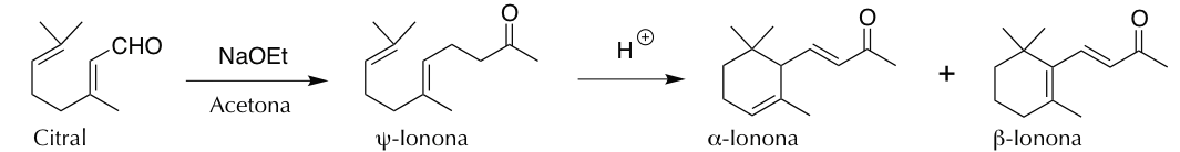 Conversión de citral en α- y β-ionona terpenos