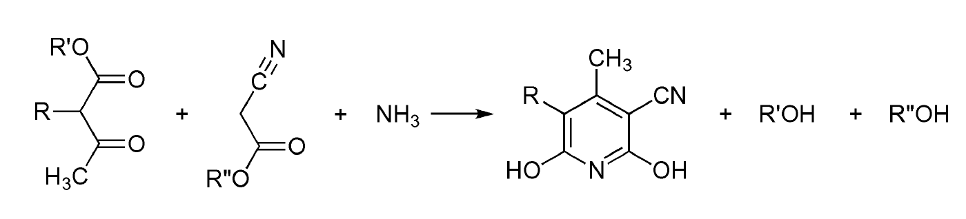Síntesis de piridina de Guareschi-Thorpe - Reacción de Guareschi - Esquema general de reacción