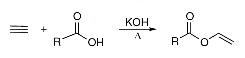Vinilación de Reppe - esquema general de reacción - síntesis de Reppe