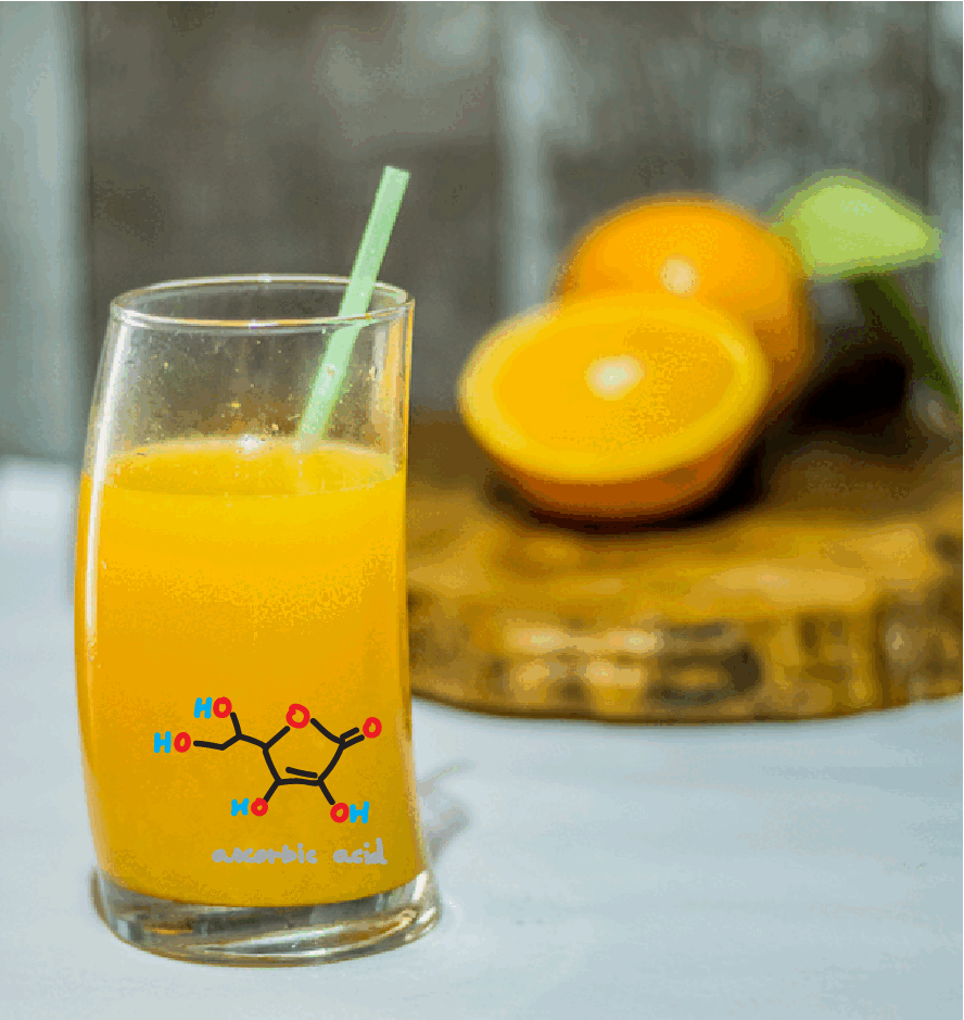 Determinación de la concentración de vitamina C en jugo de frutas - jugo de naranja - ácido ascórbico - zumo de frutas - zumo de naranja